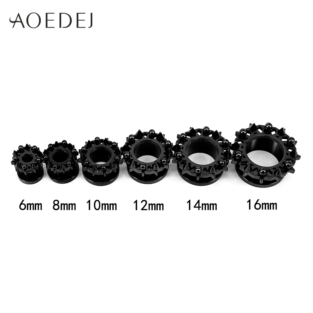 AOEDEJ 6-16mm 3 Colors Spike Tunnel Earrings Mens Stainless Steel Ear Stretchers Plugs And Tunnels Punk Womens Flesh Gauge | Украшения и
