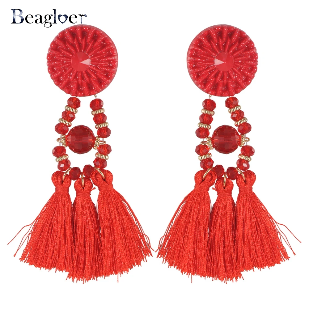 Beagloer Brincos Для женщин Boho падения мотаться бахрома серьги Винтаж Этническая себе
