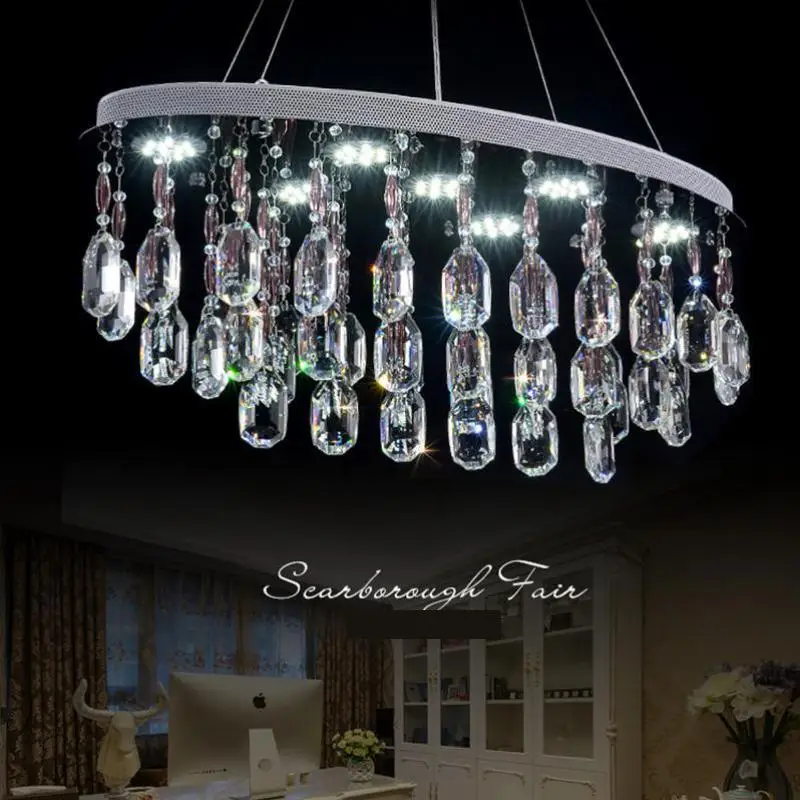 Regron Роскошный кулон светило ар деко Овальный Кристалл Капли светодио дный висит