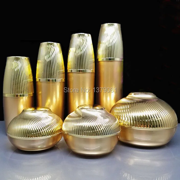 High Quality 30g, 50g, 120ml Gold Acrylic Cream Jar Empty Cosmetic Packing Container Lotion Pump Bottle 30ml 50ml, 120ml