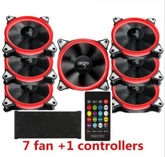 7 fanIR controller Aigo R5pro вентилятор 4 P-12 v aura sync вентиляторы компьютер desktop12cm вентилятор тихий ИК пульт дистанционного управления компьютер охлаждающий RGB чехол вентилятор - Цвет лезвия: 7 fanIR controller