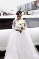 elegant a line long sleeve custom made bridal wedding gowns lace appliques bridal dresses