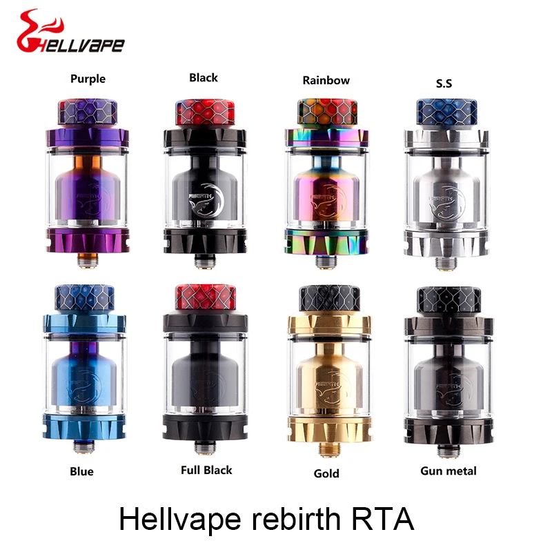 В наличии! Vape Танк Hellvape возрождение RTA 25 мм диаметр 2 мл бак с 810 смолы Driptip для Squonkor