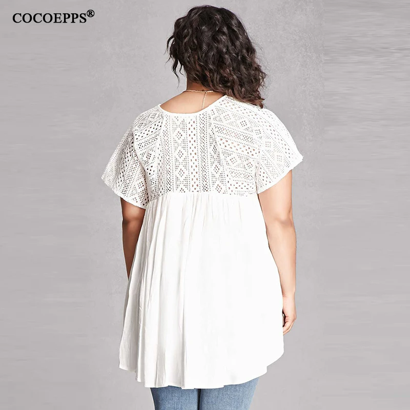 Женский свободный топ с коротким рукавом и V-образным вырезом размеры до 6XL |