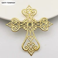 sixty towfish 20 pieces 5460mm metal filigree cross flowers slice charms base setting jewelry diy components filigree charms