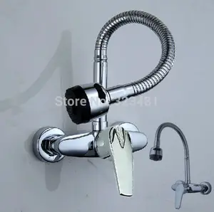 Гибкий Смеситель с одной ручкой, смеситель для кухни, настенный смеситель для кухонной раковины, бесплатная доставка