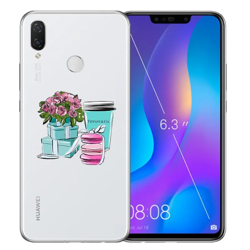 Модные синие коробка девушка кошка и Кофе Жесткий Телефон для ПК чехол Huawei P7 P8 p9