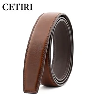 cetiri 3 5cm men leather belts no buckle automatic harajuku belt body strap waist belts male black brown cinturones para hombre