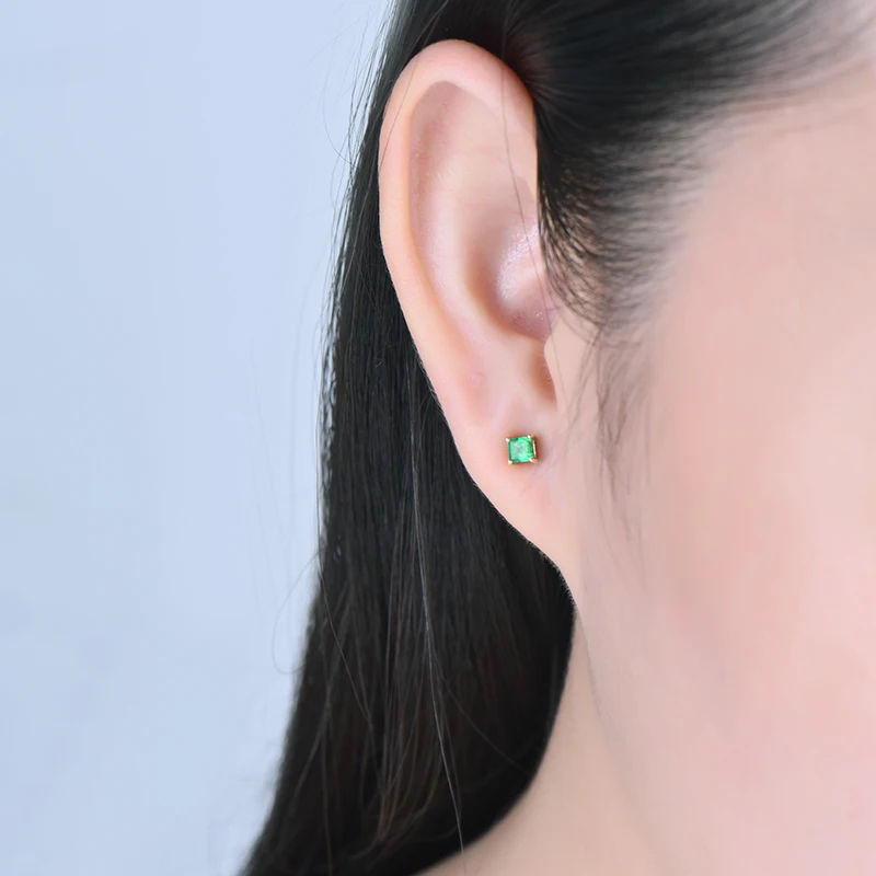 LOVERJEWELRY, 18 К, желтое золото, настоящий изумруд, женские серьги Пуссеты, серьги, натуральный драгоценный камень, свадебные украшения для женщин, вечерние ювелирные изделия, дизайн