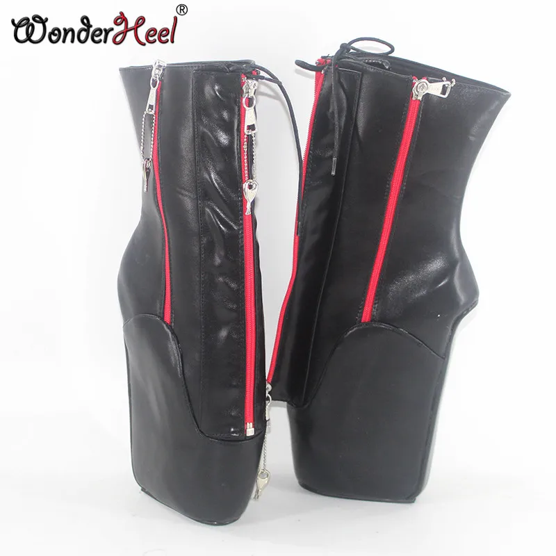 Wonderheel/Новинка; Туфли на очень высоком каблуке 7 дюймов; Туфли на танкетке с двойной застежкой-молнией; пикантные ботильоны из матовой кожи со шнуровкой