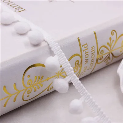 12mm white Кружевная лента, аксессуары для шитья, помпоны, кисточки, помпоны, отделка, шар, бахрома, вышивка, сделай сам, одежда, ткань, шнур, швейные принадлежности, 2 ярда - Цвет: 12mm white