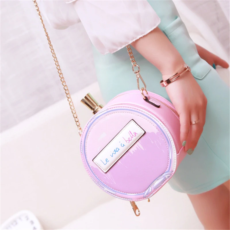 Кожаный мини-клатч с цепочкой и флаконом духов 2017 Женская сумочка модные