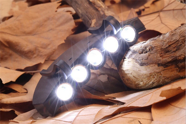 Фара 5 светодиодов глава свет небольшой мини-Батарея работает черный фары для