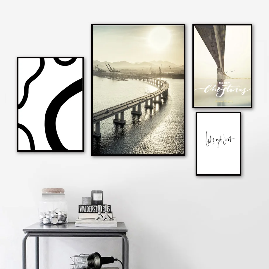 

Cross-sea Bridge Quotes Abstract Painting Nordic Posters And Prints Wall Art Canvas Painting Wall Pictures For Living Room Decor