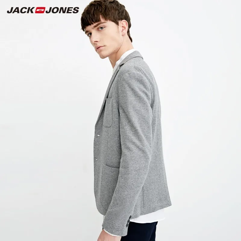 JackJones мужское эластичное приталенное трикотажное пальто из 100% хлопка с зубчатым