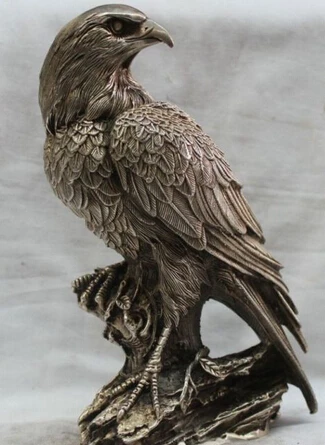 

Copper Brass CHINESE crafts Asian 10" / Elaborate Chinese Antique Tibetan Silver Eagle Auspicious Statue