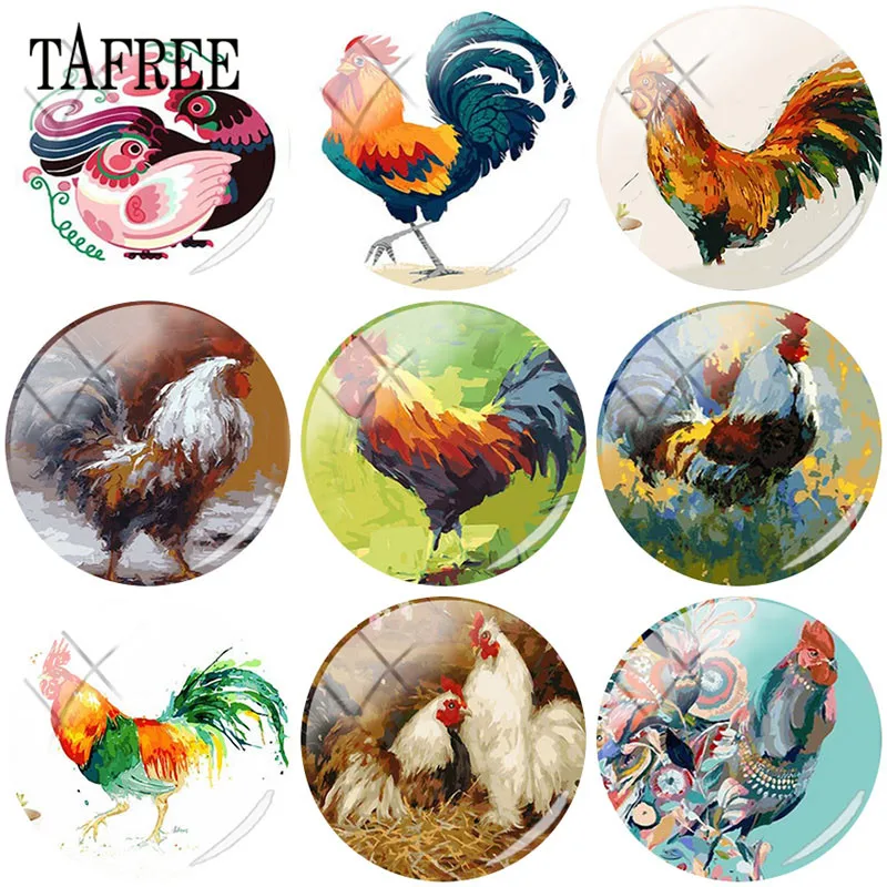 TAFREE Big Rooster цыплят талисманы с фокусным расстоянием 25 мм DIY Стекло кабошон фото