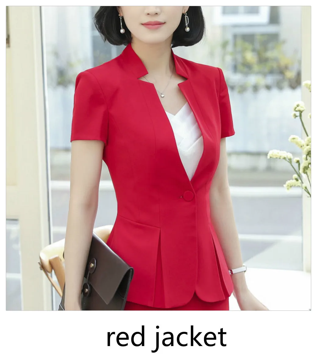 Red Blazer OL классический короткий рукав на одной пуговице с v-образным вырезом Jaqueta Feminina Куртка Блейзер Feminino офисная форма стильный дизайн для женщин формальный - Цвет: Red Blazer