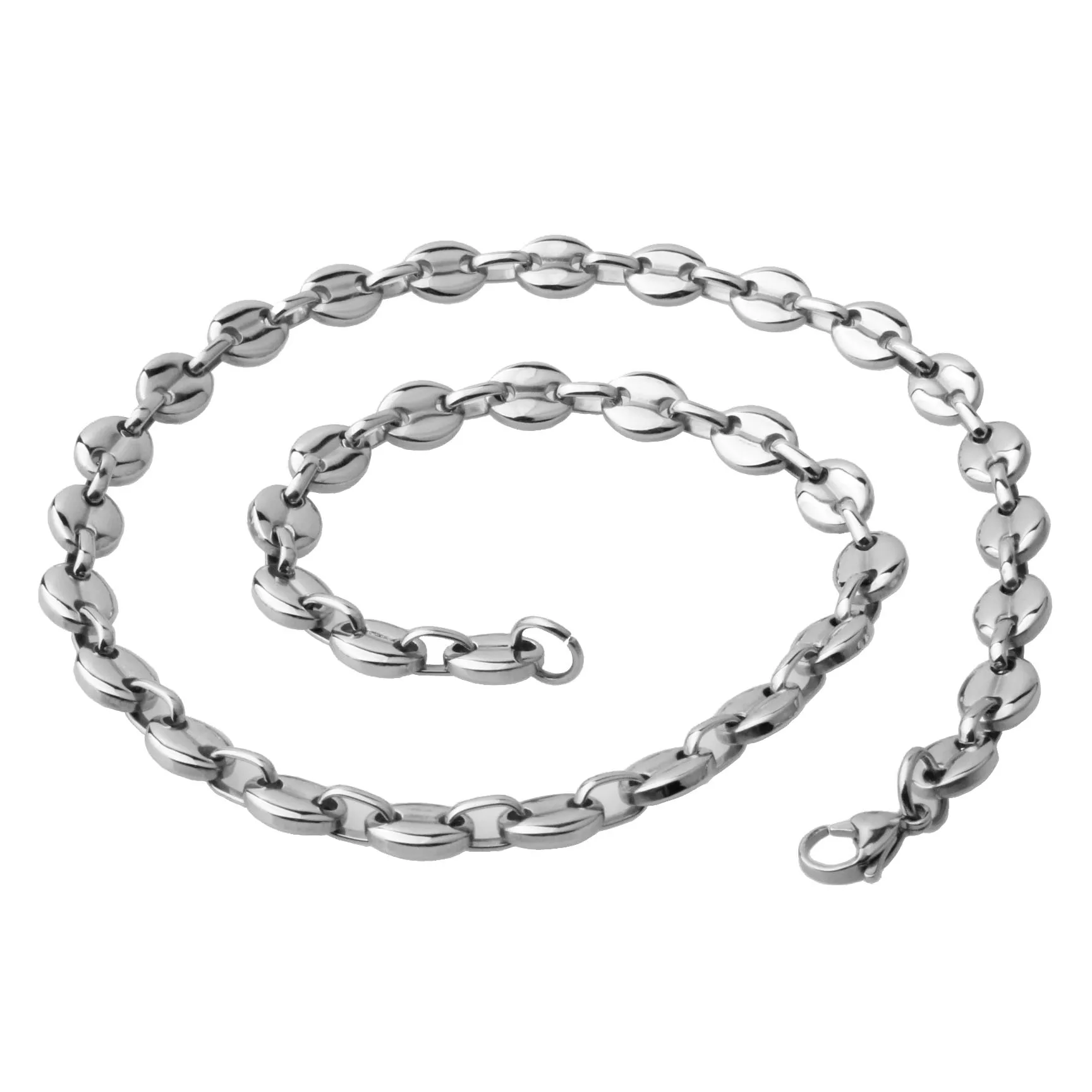 7 мм 9 11 широкая полировка серебряного цвета кофейные бобы звено цепи женские