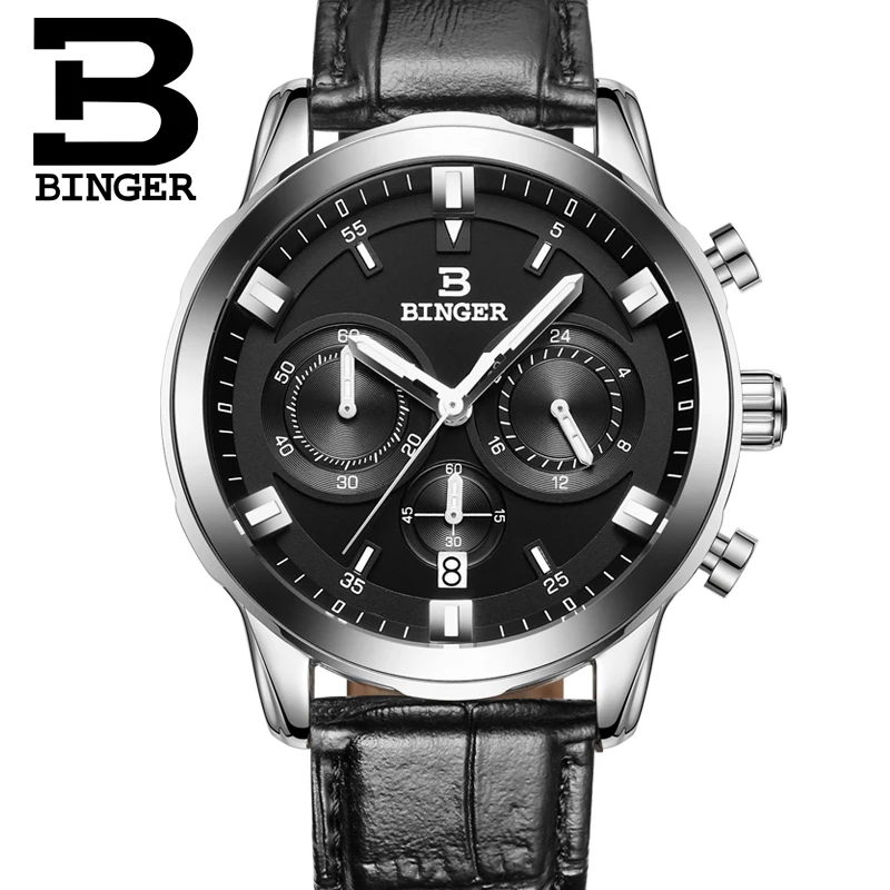 Часы наручные BINGER Мужские кварцевые с хронографом 2017|male male|male brand watchesmale watches |