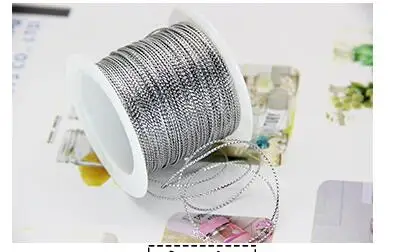 Silver 20 м/рулон, золотая и Серебряная Веревка для праздничных флажков, детская нить ручной работы, поделки, принадлежности для рукоделия, шпагат, швейные шнуры, 1 мм - Цвет: Silver