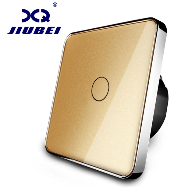 Gold 1-Gang 1-Way JIUBEI,, ЕС сенсорный выключатель, настенный сенсорный выключатель, 1 банда 1Way, AC 220 V-250 V, C701-11 - Цвет: Gold 1-Gang 1-Way