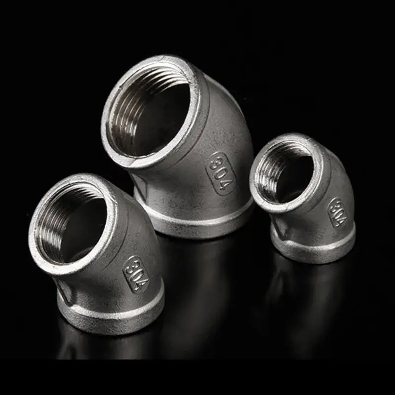 

L Type 304 Stainless Steel 45 Degree Angle Pipe Fitting Elbow Connector 1" Female BSP Thread for Water Fuel Gas Tube