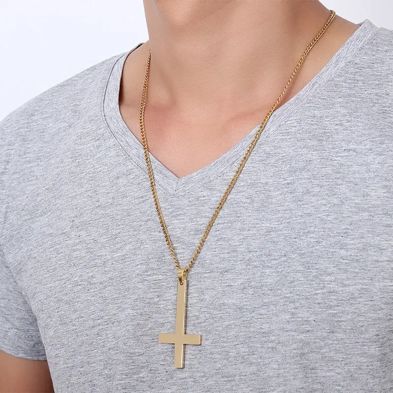 Ожерелье с подвеской крестом в обратном направлении ожерелье из нержавеющей