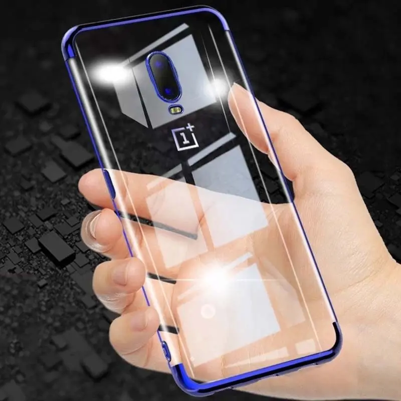 Гальванизированный прозрачный чехол из ТПУ для oneplus 7T 6T 5 T силиконовая мягкая