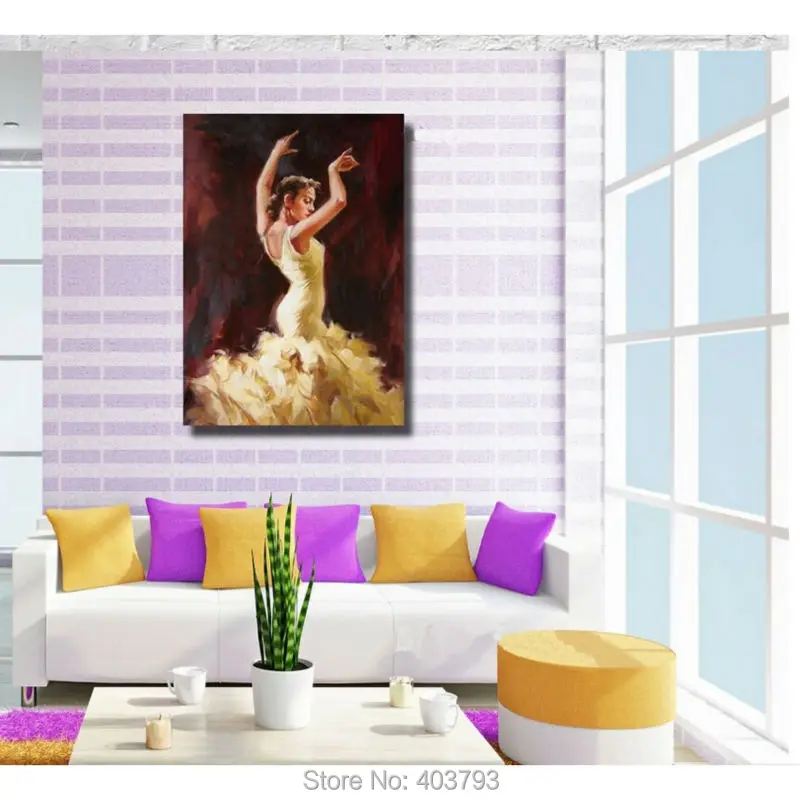 Handpainted Flamenco Spanish Woman Heat Dancing Dancer Oil Painting On Canvas Paintings No Framed - Intl | Дом и сад