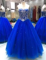 royal blue quinceanera dresses ball gown for 15 years crystals beaded tulle sweet 16 dresses formal sparkling prom party dresses