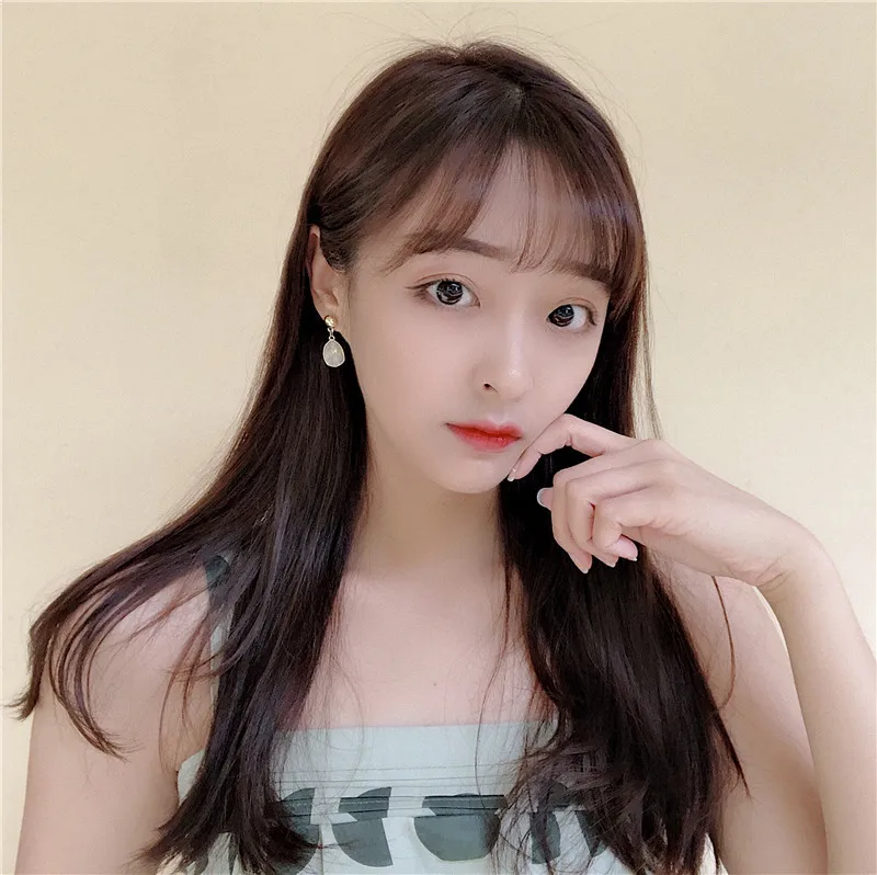 Korean Fashion Asymmetric Simulated-pearls Clip On Earrings Shiny Irregular Short Earrings 925 Silver Needle