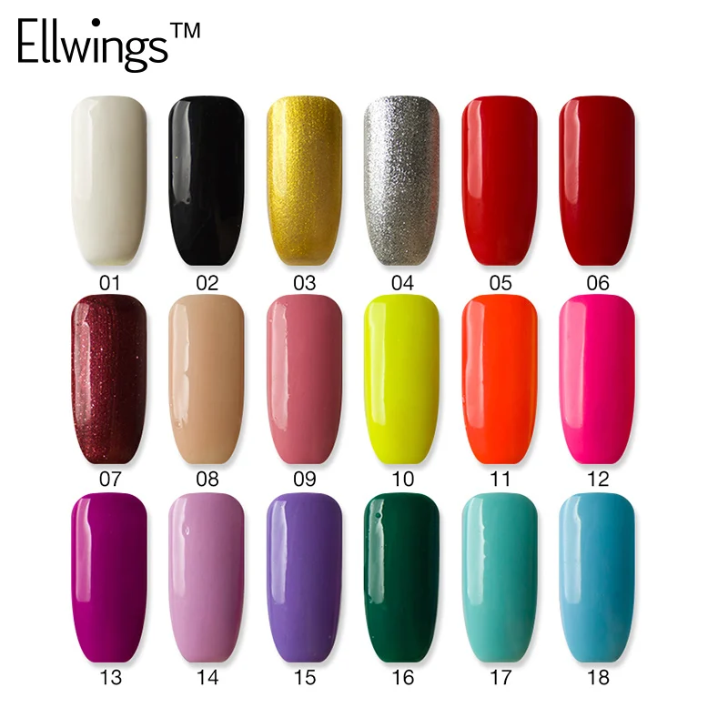 Ellwings ногтей маникюрный набор пять гели содержат Топ базовый гель 3 цвета и 6 Вт УФ