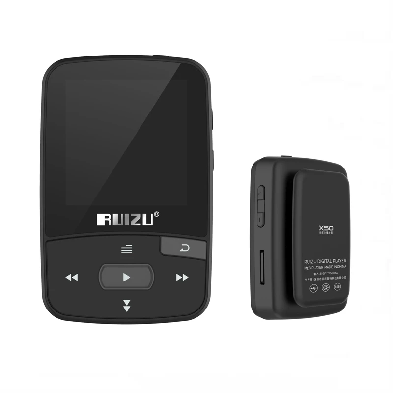 Черный Мини-спортивный MP3-плеер ruidu X50 с Bluetooth и клипсой, 8 ГБ, музыкальный плеер, поддержка tf-карты, fm-радио, запись, электронная книга, секундомер - Цвет: Черный