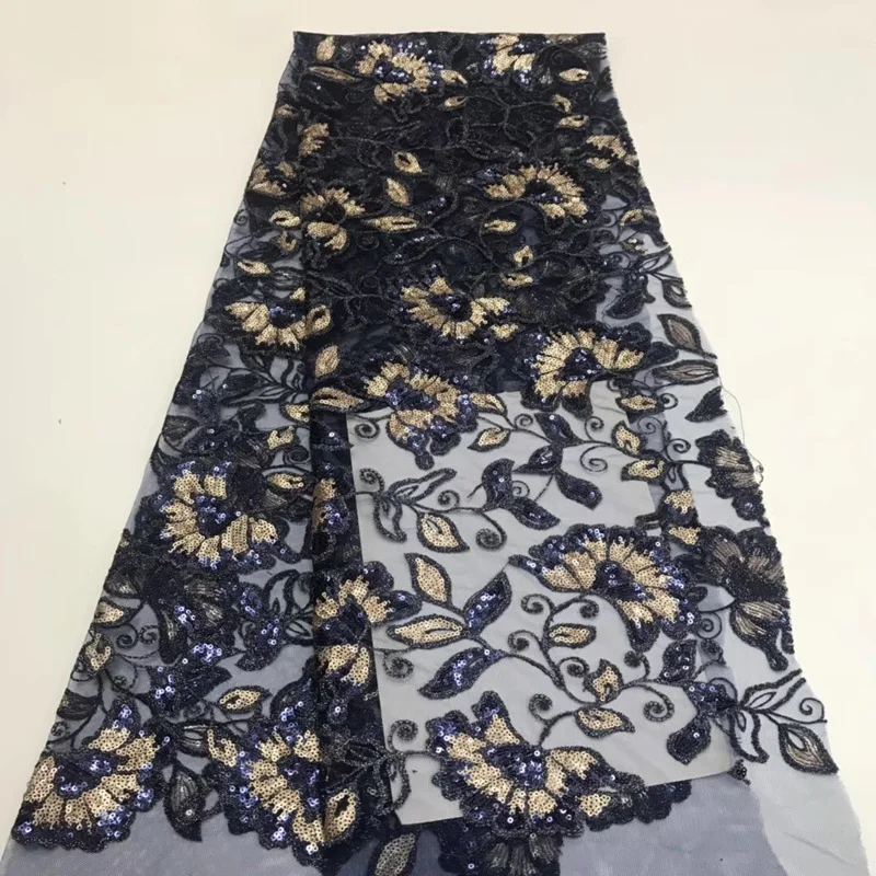 (5 ярдов/шт) красивая вышитая французская кружевная ткань цвета шампанского