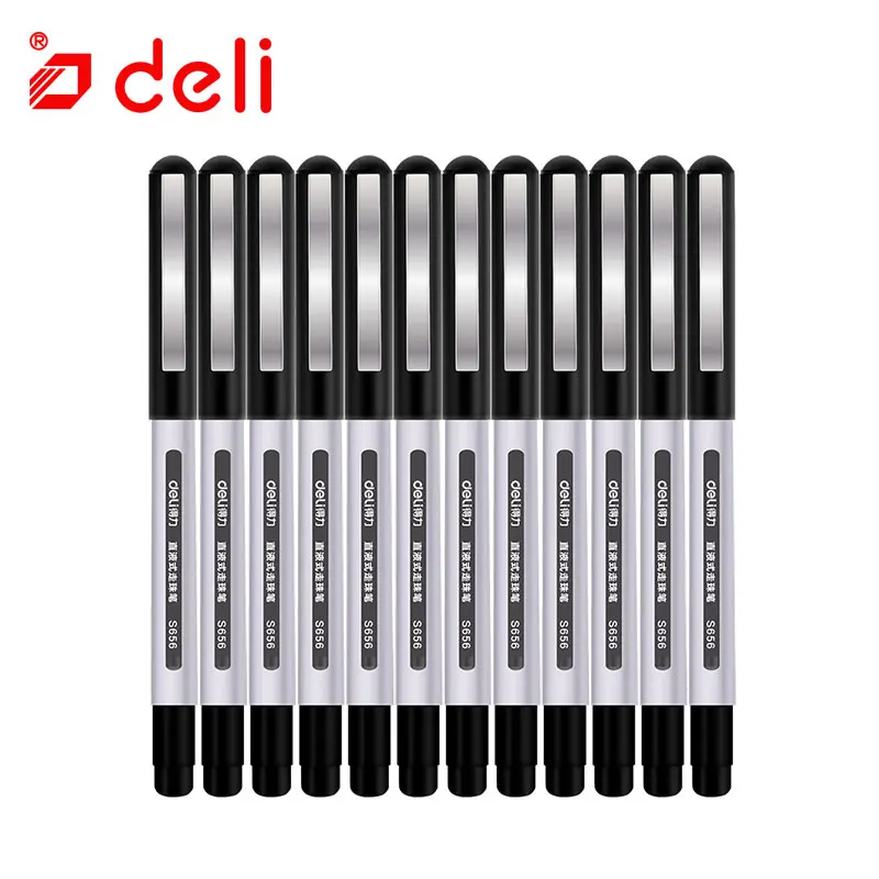 12pcs as picture Deli 12 шт. Шариковая ручка для студентов, канцелярские принадлежности, пластиковая шариковая ручка, 3 цвета, шариковая ручка, школьные и офисные принадлежности - Цвет: 12pcs as picture