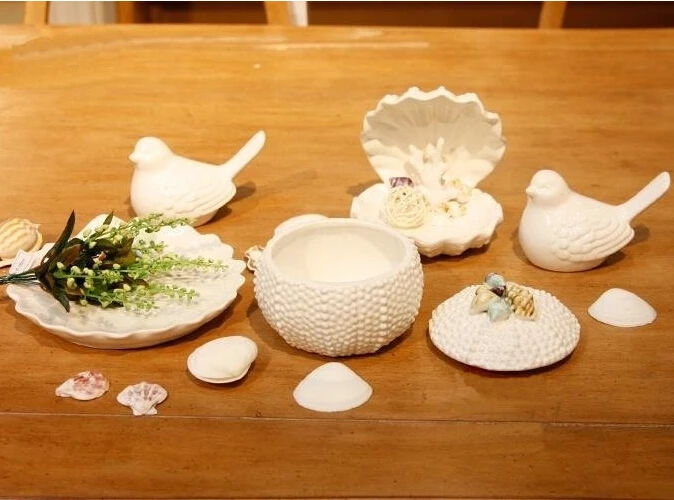 Новинка подарочная шкатулка для колец изящная фарфоровая белая раковина