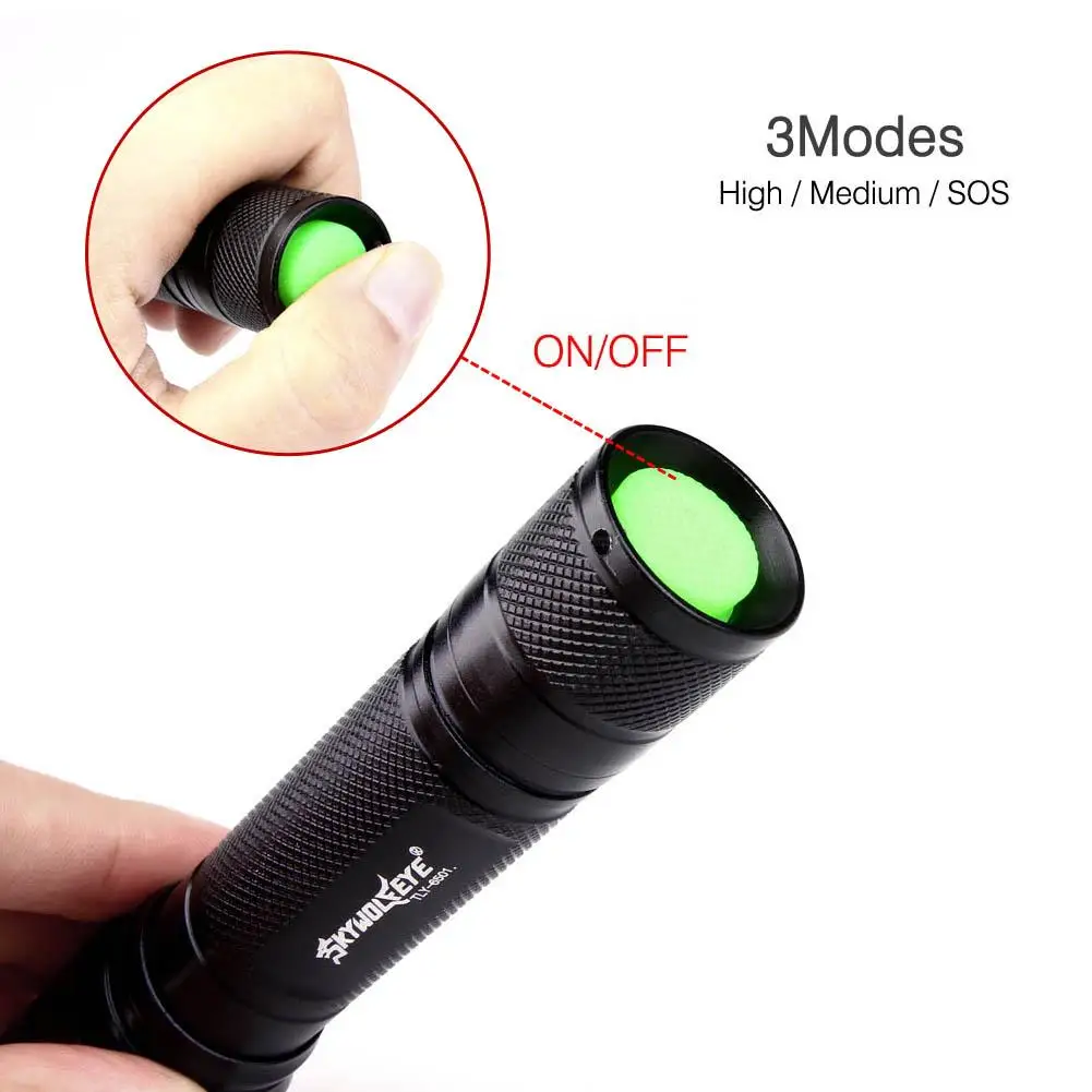 SKYWOLFEYE светодиодный фонарик 300 люмен масштабируемый лампа 3 режима + аккумулятор