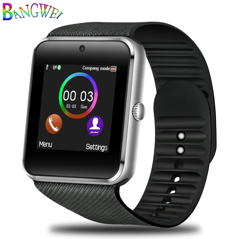 Silver black Бренд BANGWEI умные часы мужские фитнес спортивные Смарт часы Поддержка SIM TF карты Bluetooth информация напоминание электронные часы - Цвет: Silver black