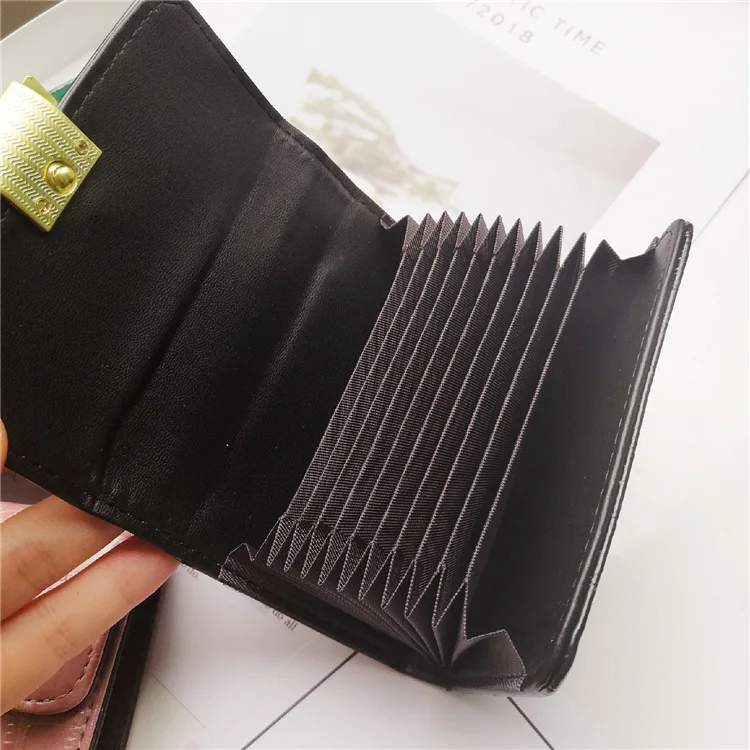 RFID Блокировка женский камень кожаный кошелек держатель кредитной карты Двойные