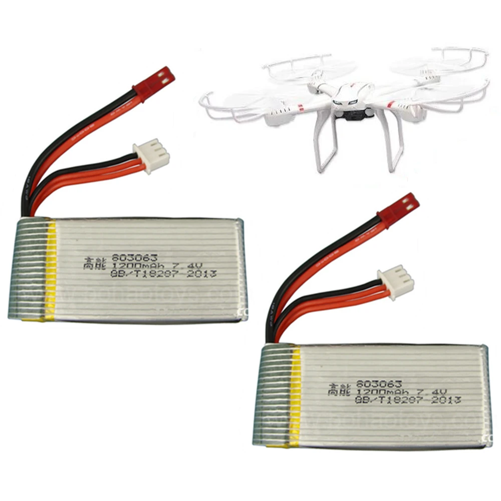 2Pcs MJX X101 Battery 7.4v 1200mah Battery For MJX X101 / MJX X102H Rc Quadcopter Spare part 2S Lipo battery