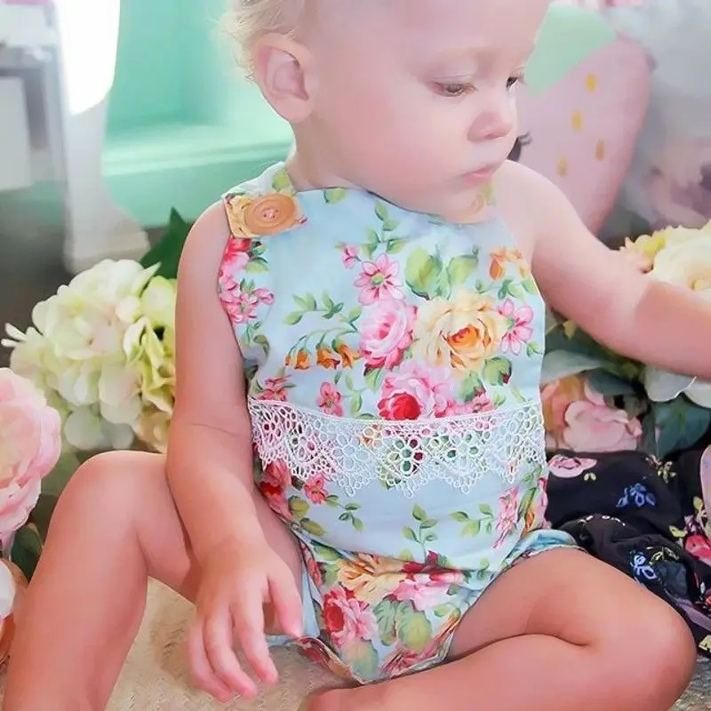 Sweety Baby Girl Summer Cute Floral Lace Newborn Girls Jumpsuit Bodysuit Clothes Outfits Playsuit | Мать и ребенок