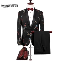 embroidered mens slim fit suit prom dress printed floral tuxedo chinese stylish modern suits for men m 4xl