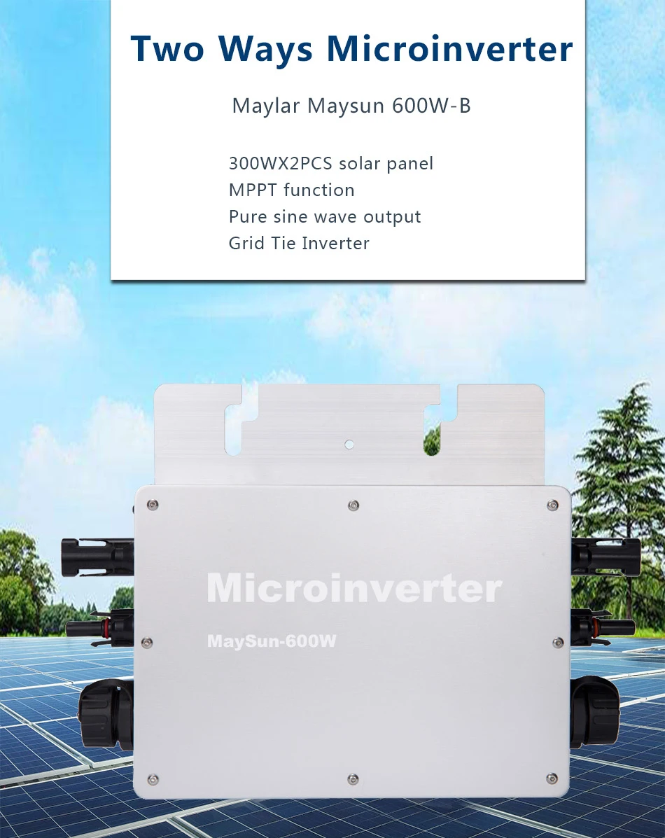 MAYLAR@ Maysun600W Солнечная Сетка галстук микро wifi Коммуникационный инвертор с 2MPPT выходом Чистая синусоида солнечный преобразователь домашняя система