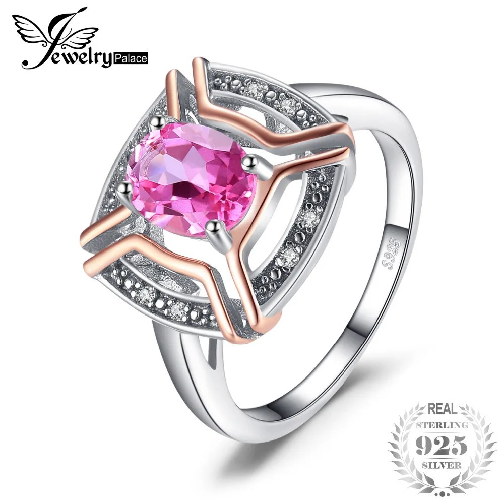 Jewelrypalace Классическая 1.5ct Овальный Форма Чистый Розовый Топаз Кольцо 100%