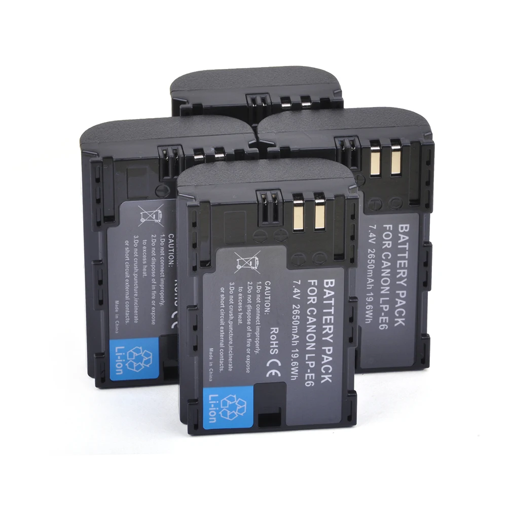 Сменный литий-ионный аккумулятор для Canon EOS 5DS R 5D Mark II 3 III 6D 7D 60D 60Da 70D 4 шт. 2650 мАч LP-E6 LP