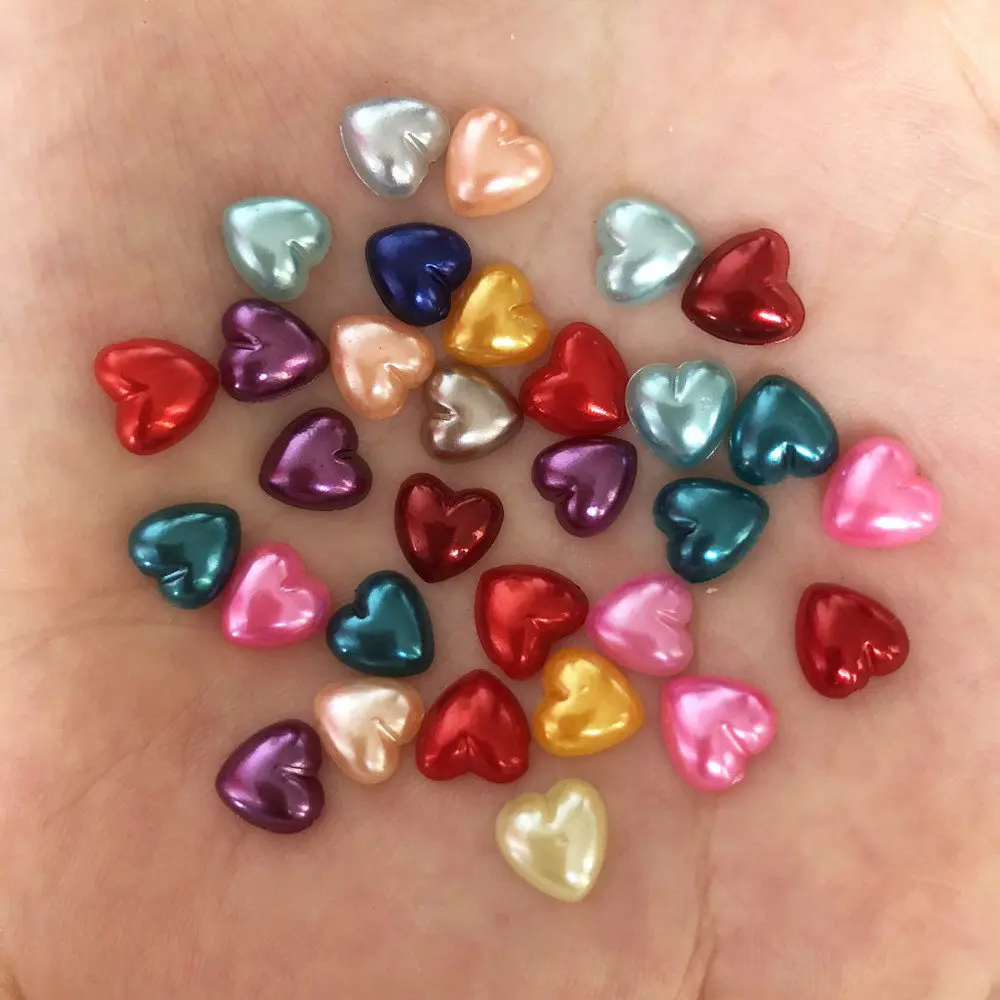 8 мм 100 шт. Случайные Смешанные полужемчужные бусины в форме сердца свадебные DIY F278