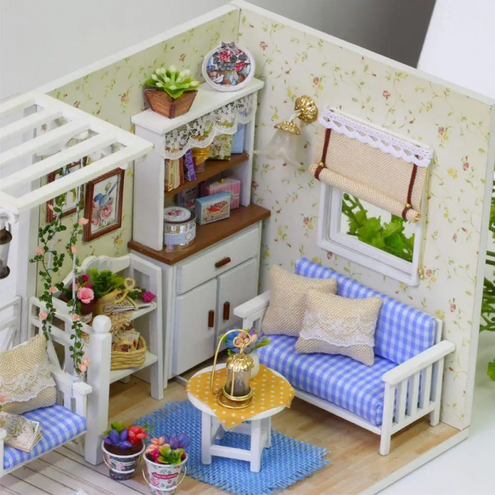 Кукольный дом DIY мебель Миниатюрная модель Кукольный домик пылезащитный чехол 3D Деревянный Рождественский подарок игрушки для детей дневник котенка