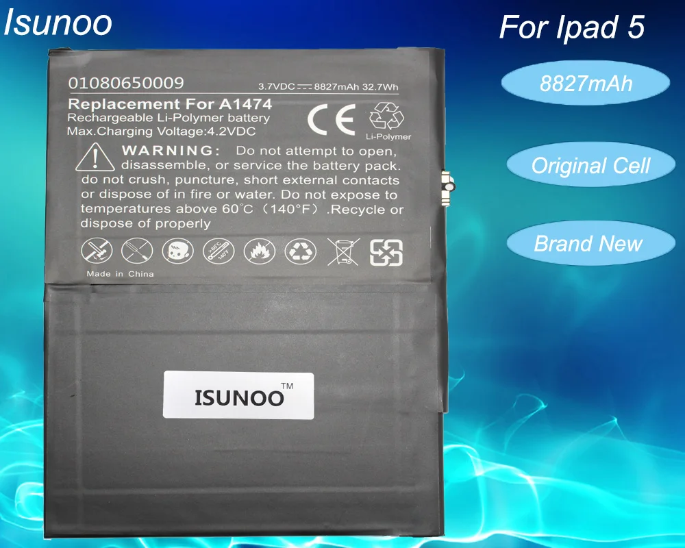 ISUNOO 2 шт./лот реальная емкость 8827 мАч A1484 запасная батарея для ipad Air 5 A1474 A1475 A1476