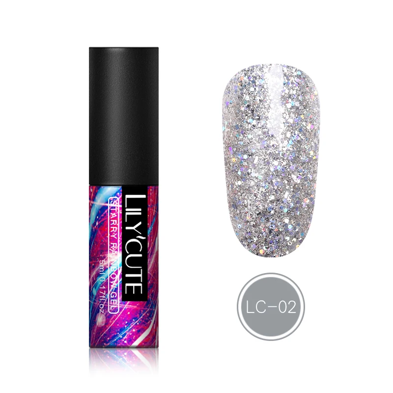 LC-02 LILYCUTE блестки Гель-лак для ногтей замочить от ногтей УФ светодиодный Блеск Гель-лак для маникюра инструмент для дизайна - Цвет: LC-02